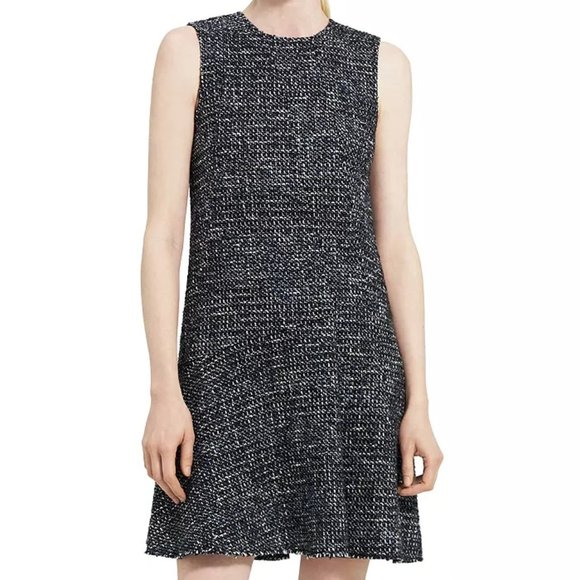 $425 Theory Tweed Asymmetrical Seam Sleeveless Career‎ Wear to work Casual Dress - Picture 1 of 14